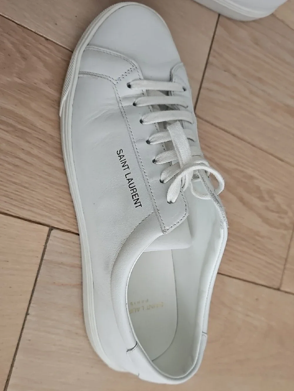 Saint Laurent White Leather Low-Top Sneakers - Minimal Lace-Up